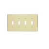 Leviton 4 Gang Toggle Switch Wallplate Midway Size Ivory PJ4-I