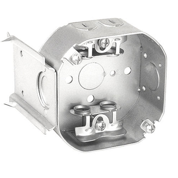 Caja octogonal de 4 pulgadas, 1-1/2 pulgadas de profundidad, soporte de madera empotrable ajustable, abrazaderas BX 54151-JBX (paquete de 100)