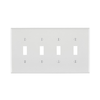 Leviton 4 Gang Toggle Switch Wallplate Midway Size White PJ4-W