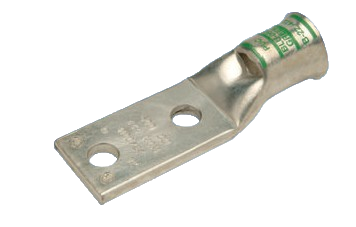 Copper Compression Lug - Standard Flared Barrel, Two Hole Tongue With Inspection Window 1000 Kcmil - BLU-100D-FL