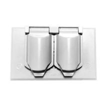 4.56 Inch Width White Horizontal Cast Weatherproof Cover Duplex Receptacle CA8-WH