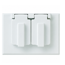 4.56 Inch Width White Horizontal Cast Weatherproof Cover Duplex Receptacle CA8-WH