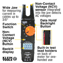 ELECTRICAL TESTER, OPEN JAW FORK METER, AC AUTO-RANGING, 200 AMP - CL360