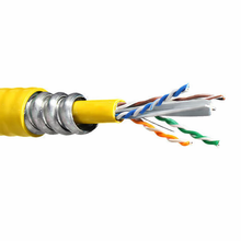 4 Pair CAT6 CMR with Outer Jacket 1 Component Aluminum Interlock Armored Cable Yellow L4-199-6A