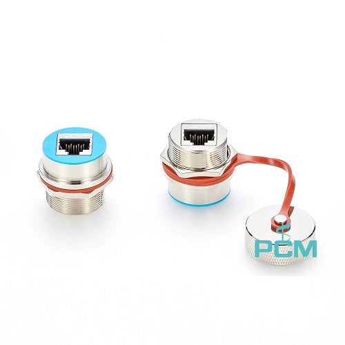 RJ45 Waterproof IP67 Female to Female Ethernet Network Socket with Cap PCM-0590 (Pack of 10)