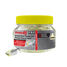 Proseries Pass Through Shielded Yellow Tint Hi/lo Stagger Cat7a/7/6a/6 Stp Cap45 & Bar45 S45-1755P (50pcs/2Jar)