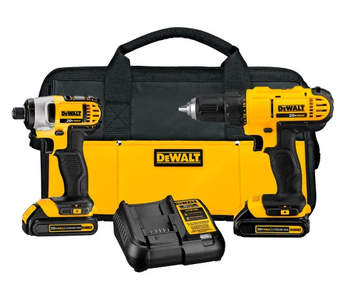 20V MAX 1.3 Ah Cordless DeWALT Drill Driver/Impact Driver Combo Kit DCK240C2