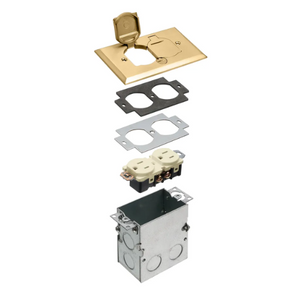 1 Gang Steel Existing Floor Box Kit With Brass Cover And Flip Lids FLB5331MB