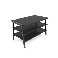 30 Inch Aspect 3 Tier Retail Display Tables Matte Black Frame with Woodgrain Shelves AP3TMAB