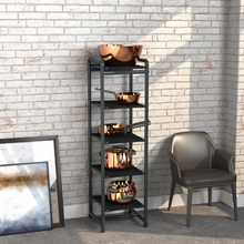 18" L x 18" W x 60" H Inch Pipeline Industrial Etagere Retail Display Anthracite Grey Frame with Black Shelves PSETGGBK