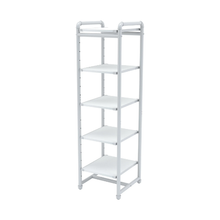 18" L x 18" W x 60" H Inch Pipeline Industrial Etagere Retail Display Gloss White Frame Shelves PSETGWWH