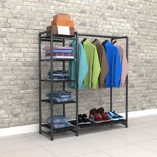 40"L x 21"W x 3"H Inch Pipeline Etagere Add-On Hang Fold Attachment Anthracite Grey Rack with Black Shelves PSETGHRFSBK
