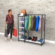 40"L x 21"W x 8"H Inch Pipeline Etagere Hang-Fold Retail Display Fixture Anthracite Grey Rack with Raw Oak Wood Grain Shelves PSETGHRKTOK
