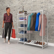 40"L x 21"W x 8"H Inch Pipeline Etagere Hang-Fold Retail Display Fixture Gloss White Rack with Shelves PSETGHRWKTWH