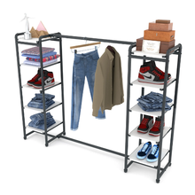18"L x 18"W x 60"H Inch Pipeline Double Etagere Hang Bar Anthracite Grey Rack with White Shelves PSETGGWHX2