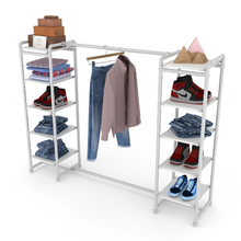 18"L x 18"W x 60"H Inch Pipeline Double Etagere Hang Bar Gloss White Rack with Shelves PSETGWWHX2