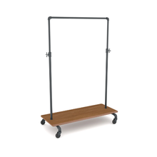 54"L x 23"W x 3"H Inch Pipeline Adjustable Ballet Bar Rack Dark Brown Wood Grain Base Shelf PSBBADJSBN