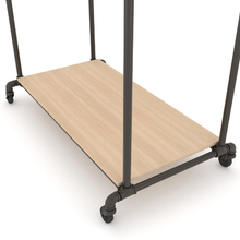 55"L x 30"W x 4"H Inch Pipeline Adjustable Double Bar Ballet Anthracite Grey Rack with Raw Oak Wood Grain Base Shelf PSBBLLADJKOK