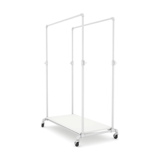 55"L x 30"W x 4"H Inch Pipeline Adjustable Double Bar Ballet Gloss White Rack Base Shelf PSBBLLADJWKWH