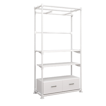 97"L x 22"W x 16.75"H Inch Pipeline Freestanding Kit with Faceouts Two Shelves and Drawers Gloss White Frame PSFS96KIT1WW