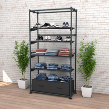97"L x 20"W x 16.75"H Inch Pipeline Freestanding Kit with 4 Shelves and Drawers Anthracite Grey Frame PSFS96KIT3GB