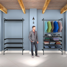 54"L x 20"W x 4.5"H Inch Pipeline Outrigger Kit Hang Rail and Four Wood Anthracite Grey Frame with Black Shelves PSORG1BK