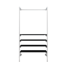 54"L x 20"W x 4.5"H Inch Pipeline Outrigger Kit Hang Rail and Four Wood Gloss White Frame with Black Shelves PSORW1BK