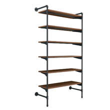 51.25"L x 20"W x 4.5"H Inch Pipeline Outrigger Kit Six Anthracite Grey Frame with Dark Brown Wood Grain Shelves PSORG2BN