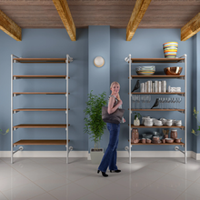 51.25"L x 20"W x 4.5"H Inch Pipeline Outrigger Kit Six Gloss White Frame with Dark Brown Wood Grain Shelves PSORW2BN