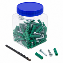1/4 Inch Light Duty Green Collarless Vinyl Wall Anchor Pan Head Combo Screw WAKJ8 (Pack of 200)