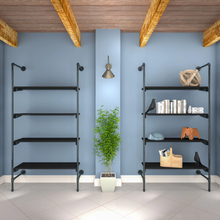 51.25"L x 20"W x 4.5"H Inch Pipeline Outrigger Kit Four Wood Anthracite Grey Frame with Black Shelves PSORG3BK