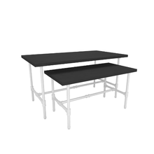 58"W x 30"D x 30½"H Inch Pipeline Large Nesting Tables Gloss White with Black Frame Melamine Finish PSNTLWBKSET