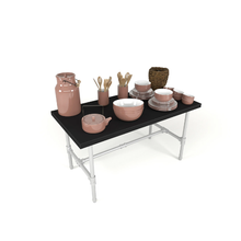 48"L x 24"W x 24"H Inch Pipeline Small Nesting Tables Gloss White Frame with Black Top PSNTSWBKSET