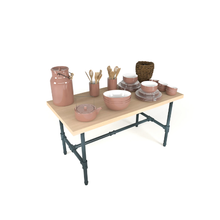 48"L x 24"W x 24"H Inch Pipeline Small Nesting Tables Anthracite Grey Frame with Raw Oak Top PSNTSGOAKSET