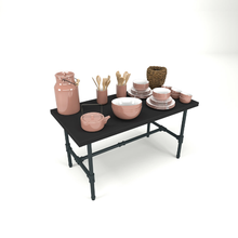 48"L x 24"W x 24"H Inch Pipeline Small Nesting Tables Anthracite Grey Frame with Black Top PSNTSGBKSET