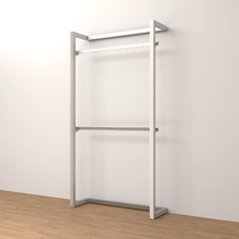 96"H x 50"W x 16"D Inch Alta Wall Unit with Two Hangrails Retail Display Satin Chrome T500SCK2