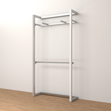 96"H x 50"W x 16"D Inch Alta Wall Unit with Two Faceouts and Hangrail Retail Display Satin Chrome T500SCK3