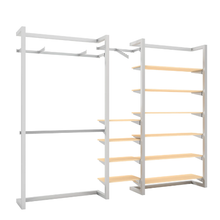 96"H x 50"W x 16"D Inch Double Alta Wall Unit with Hanging and Extra Shelving Retail Display Satin Chrome T500SCK7