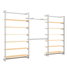 96"H x 50"W x 16"D Inch Double Alta Wall Unit with Double Shelving and Hanging Retail Display Satin Chrome Finish T500SCK8