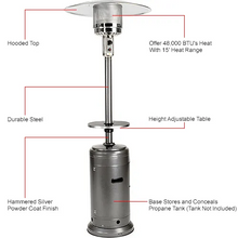 48000 BTU Propane Hammered Bronze Patio Heater With Steel Table Silver HLDS01-CBT