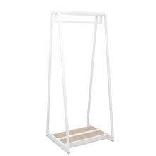 24"W x 62"H Aspect Double Sided Floor Merchandiser Gloss White Frame with Raw Oak Base APA24WOAK