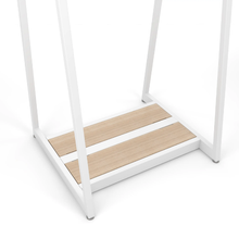 24"W x 62"H Aspect Double Sided Floor Merchandiser Gloss White Frame with Raw Oak Base APA24WOAK