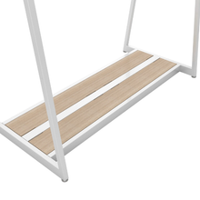 48"W x 62"H Aspect Double Sided Floor Merchandiser Gloss White Frame with Raw Oak Base APA48WOAK