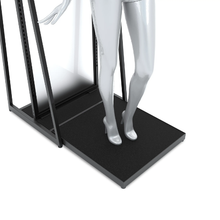 Aspect 24" Floor Merchandiser with Hang Bar and Mannequin Platform Kit 5 Matte Black APA24KIT5B