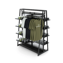 Aspect 48" Floor Merchandiser with High Capacity Hanging and Shelving Kit 3 Matte Black APA48KIT3B