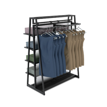 Aspect 48" Floor Merchandiser with High Capacity Hanging and Shelving Kit 3 Matte Black APA48KIT3B