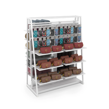 Aspect 48" Floor Merchandiser with Display Hooks and Shelves Kit 4 Gloss White APA48KIT4W