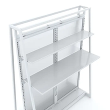 8 Inch Aspect Perforated Metal Display Shelf with Integrated Brackets Gloss White APSLFS848W