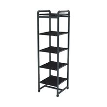 18" L x 18" W x 60" H Inch Pipeline Industrial Etagere Retail Display Anthracite Grey Frame with Black Shelves PSETGGBK