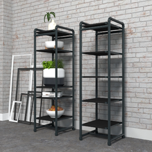 18" L x 18" W x 60" H Inch Pipeline Industrial Etagere Retail Display Anthracite Grey Frame with Black Shelves PSETGGBK